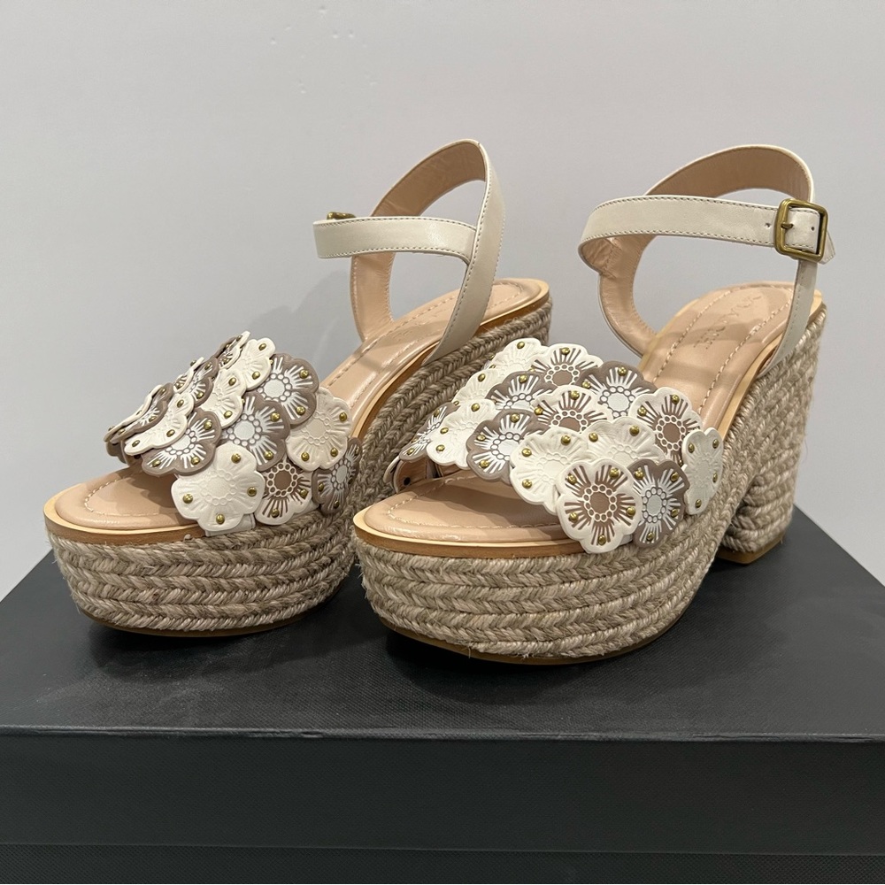 Coach Jae Leather Peep Toe  Ankle Strap Platforms - Size 8.5 - Never Worn